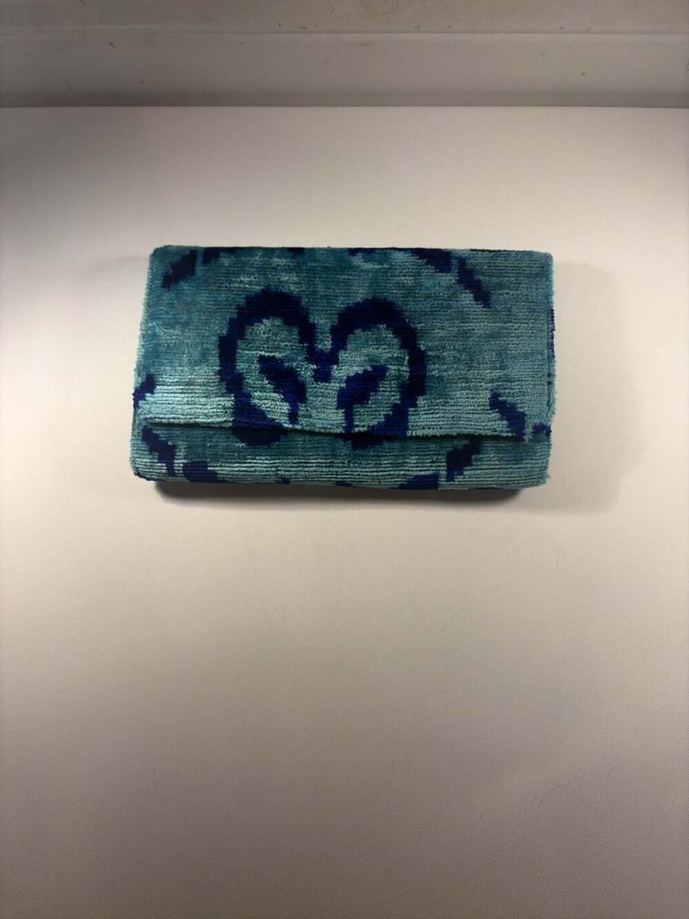 Ikat Silk Velvet Clutch Bag Blue Handbag